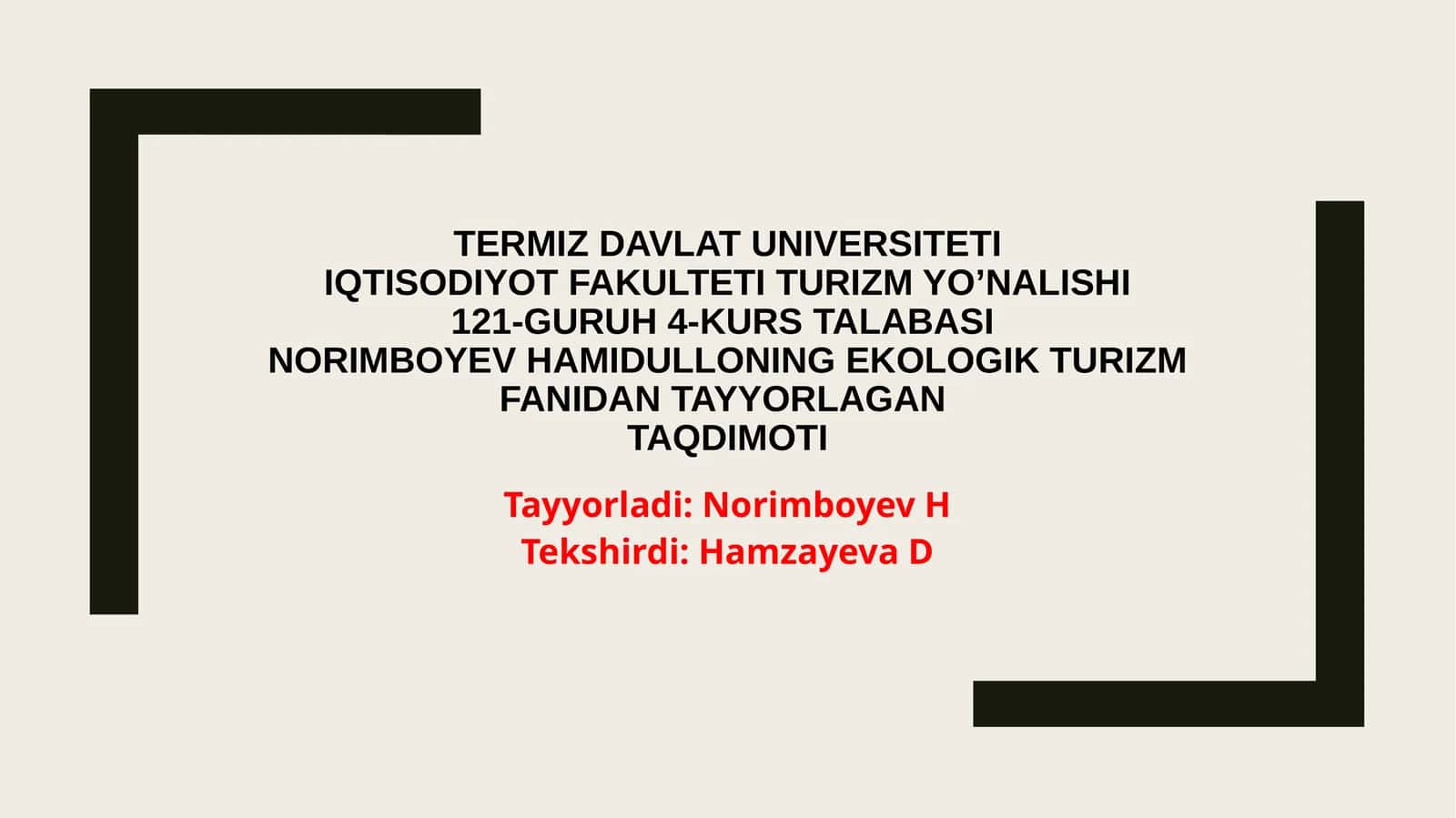 Ekologik turizm fanida ekoturizm salohiyati 1
