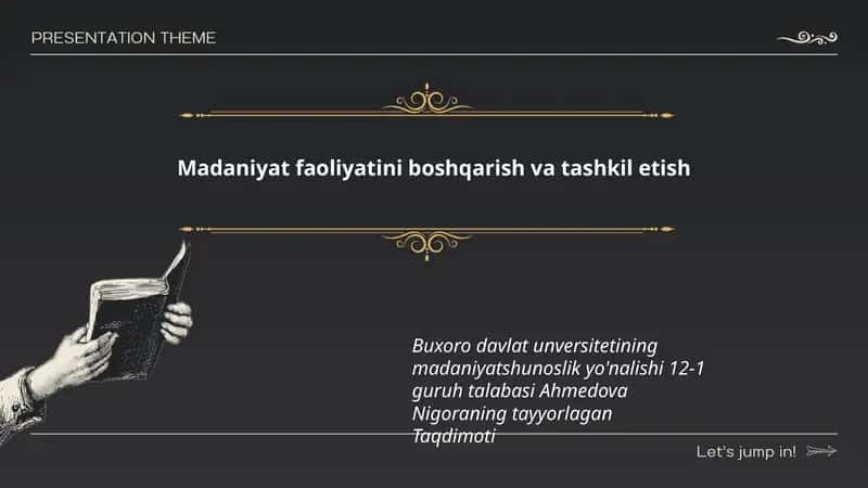 Madaniyat faoliyatini boshqarish va tashkil etish 1