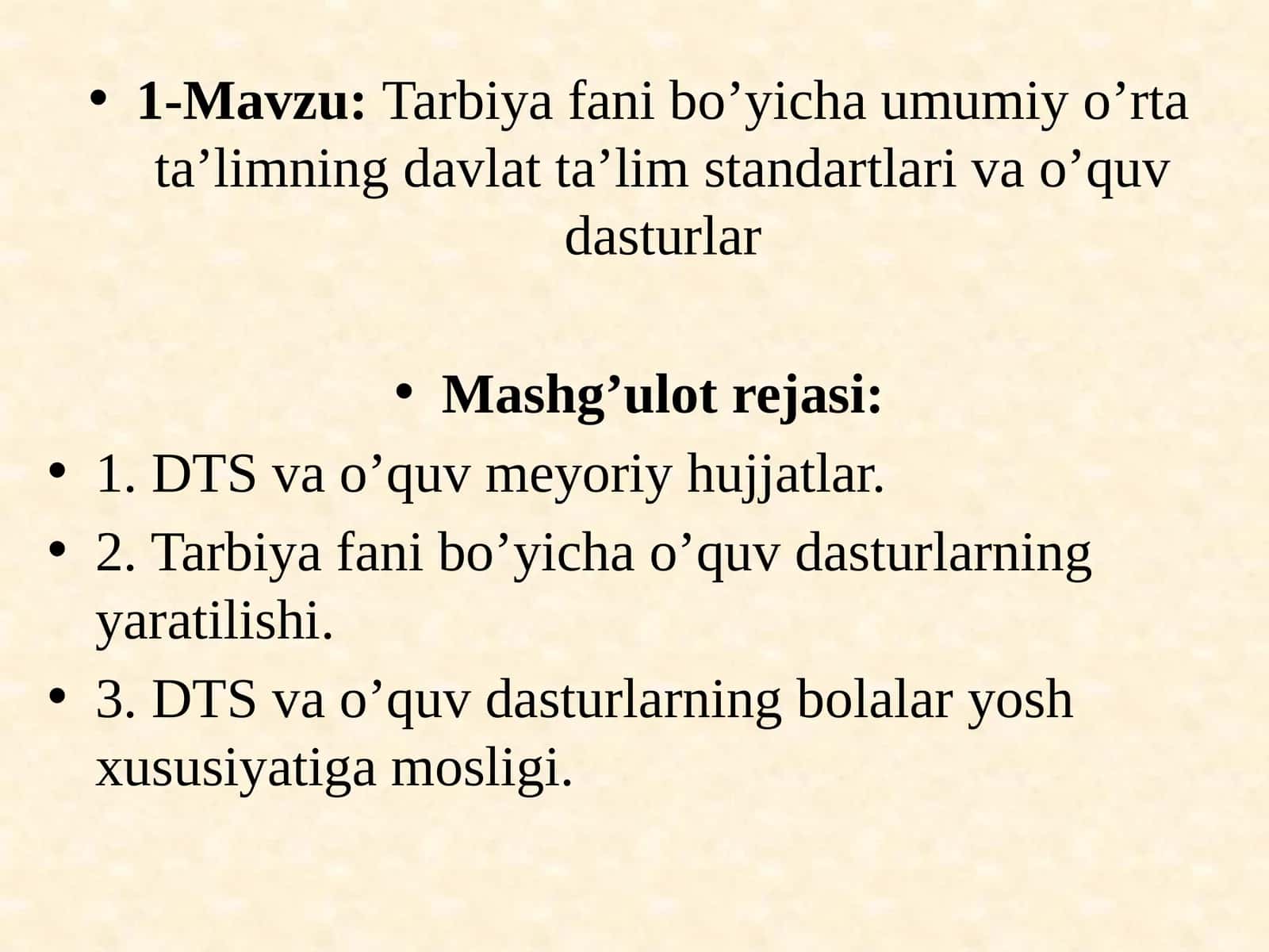 Tarbiyafanibo’yichaumumiyo’rtata’limningdavlatta’limstandartlarivao’quvdasturlar 1