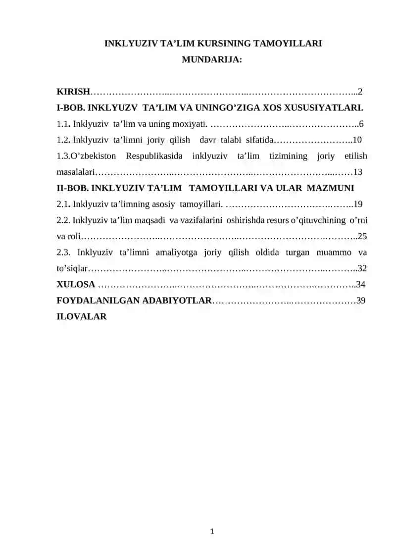 INKLYUZIV TA’LIM KURSI