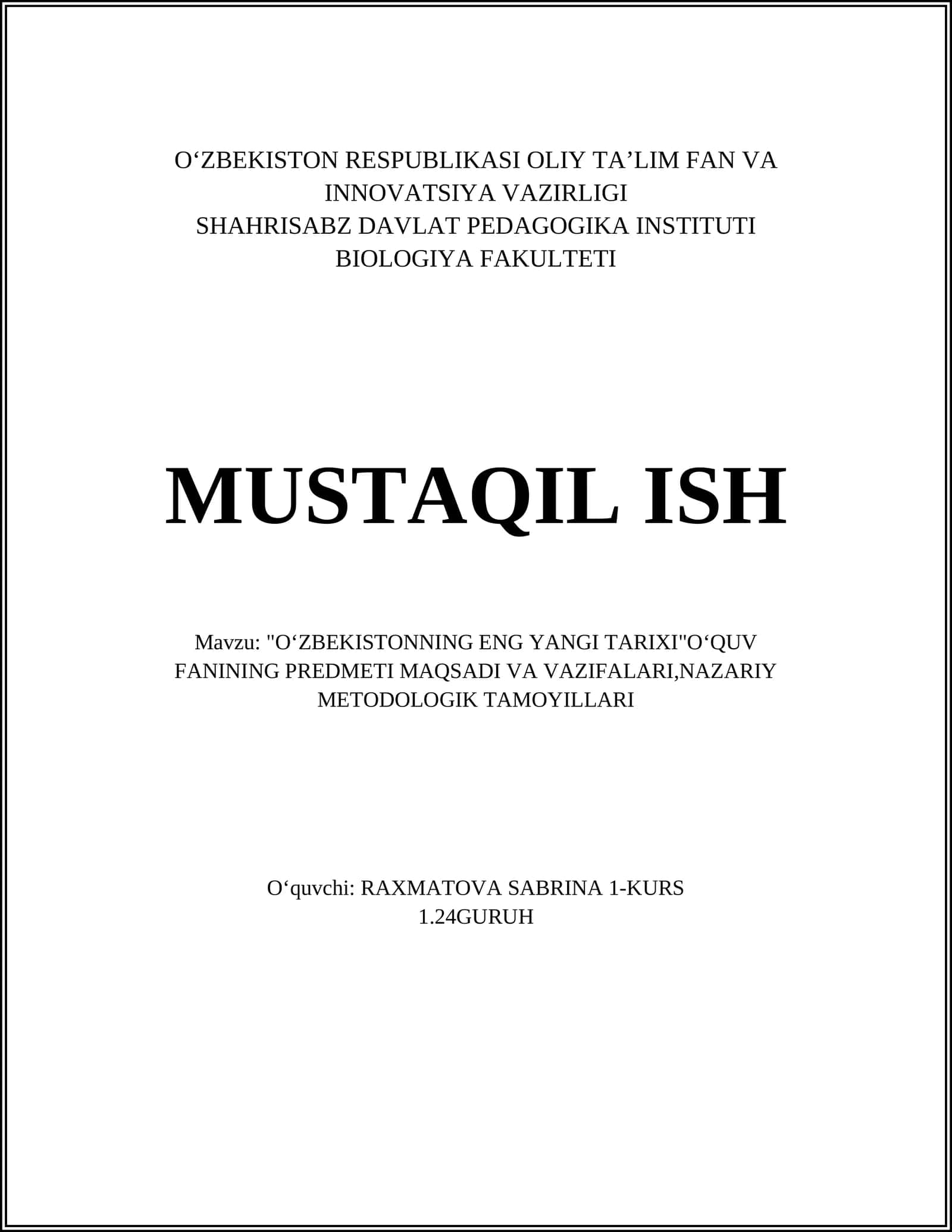 Oʻzbekistonning eng yangi tarixi 1