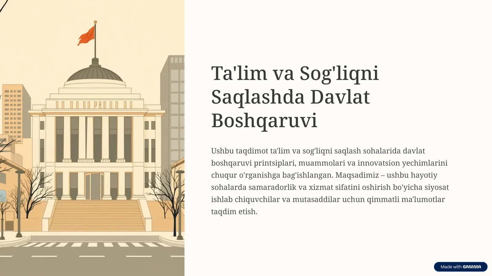 Ta'lim va Sog'liqni Saqlashda Davlat Boshqaruvi 1