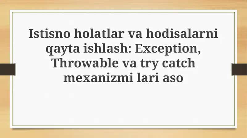 Istisnoholatlarvahodisalarniqaytaishlash 1