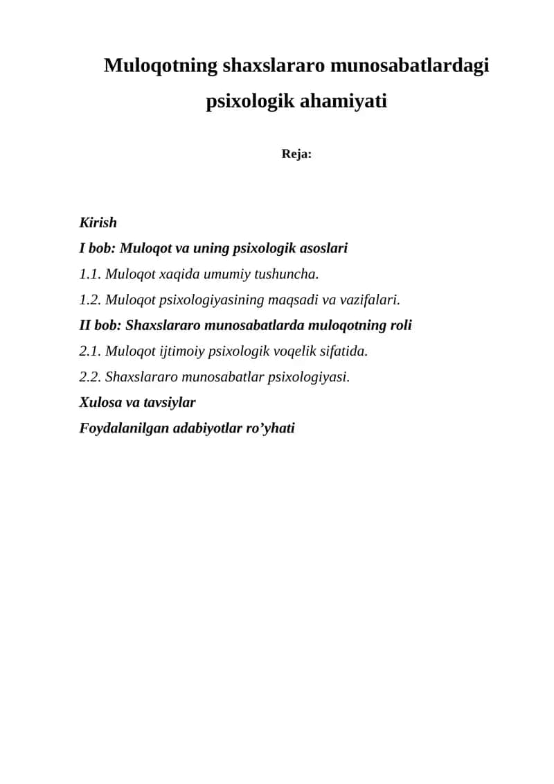 Muloqotning shaxslararo munosabatlardagi psixologik ahamiyati 1