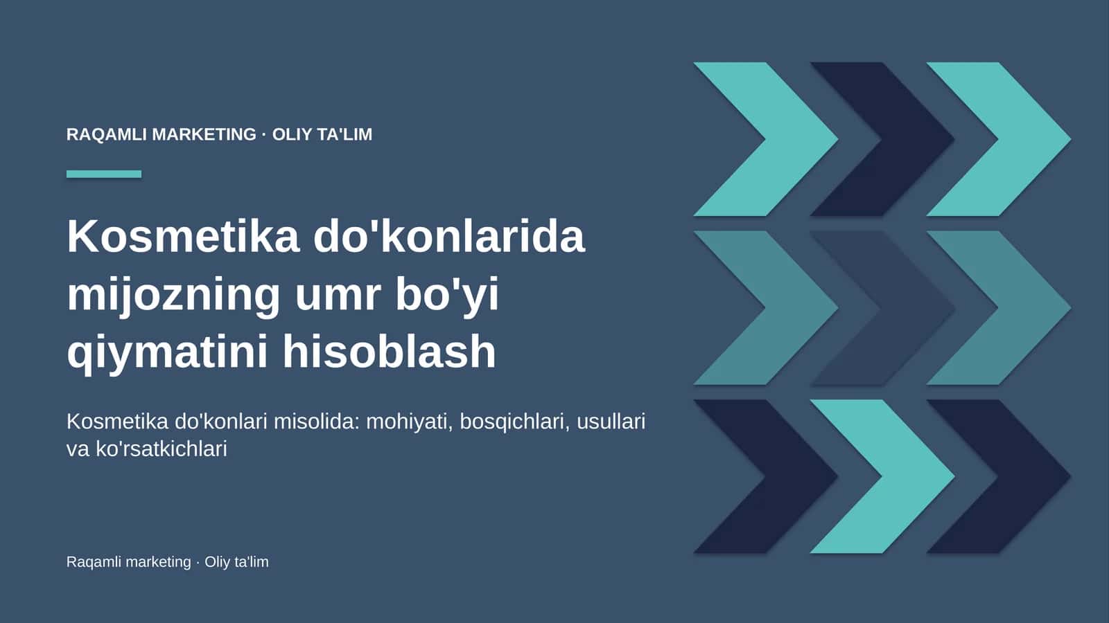 Kosmetika do'konlarida mijozning umr bo'yi qiymatini hisoblash 1