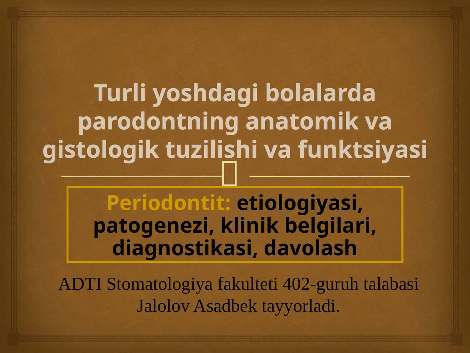 Turli yoshdagi bolalarda parodontning anatomik va gistologik tuzilishi va funktsiyasi 1