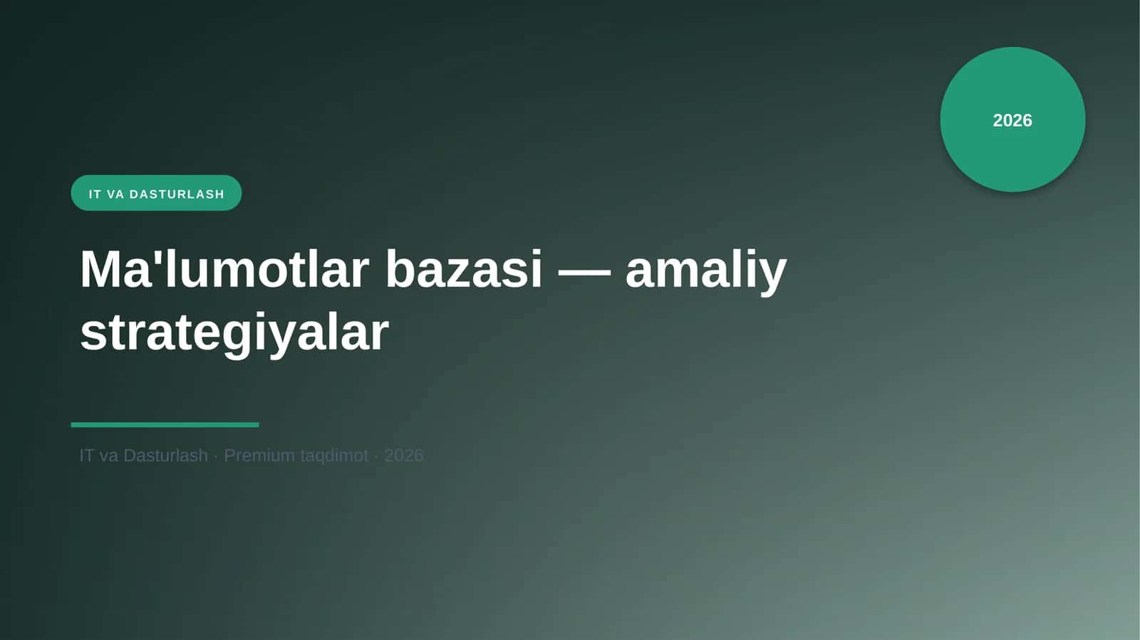 Ma'lumotlar bazasi — amaliy strategiyalar 1