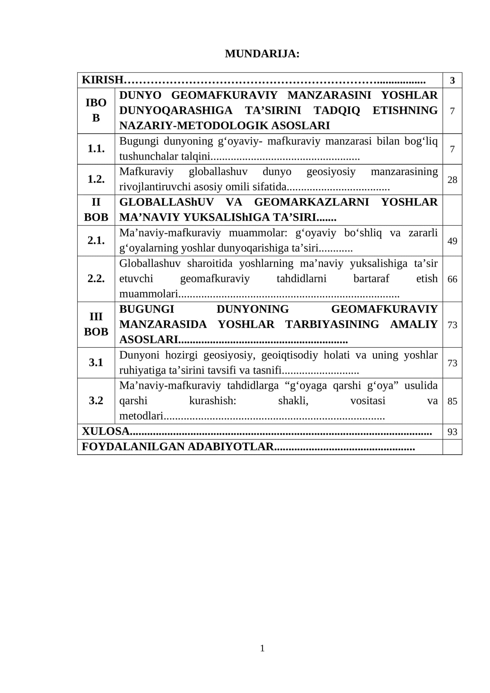 DissertatDUNYO GEOMAFKURAVIY MANZARASINI YOSHLAR DUNYOQARASHIGA TA’SIRINI TADQIQ ETISHNING NAZARIY-METODOLOGIK ASOSLARI 1