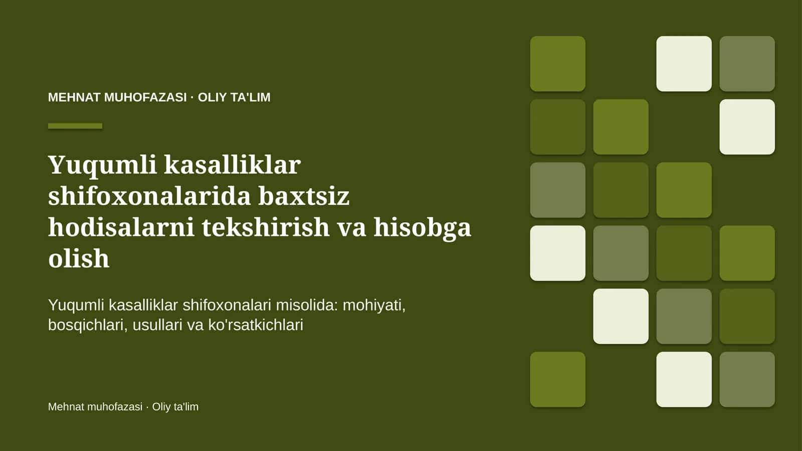 Yuqumli kasalliklar shifoxonalarida baxtsiz hodisalarni tekshirish va hisobga olish 1