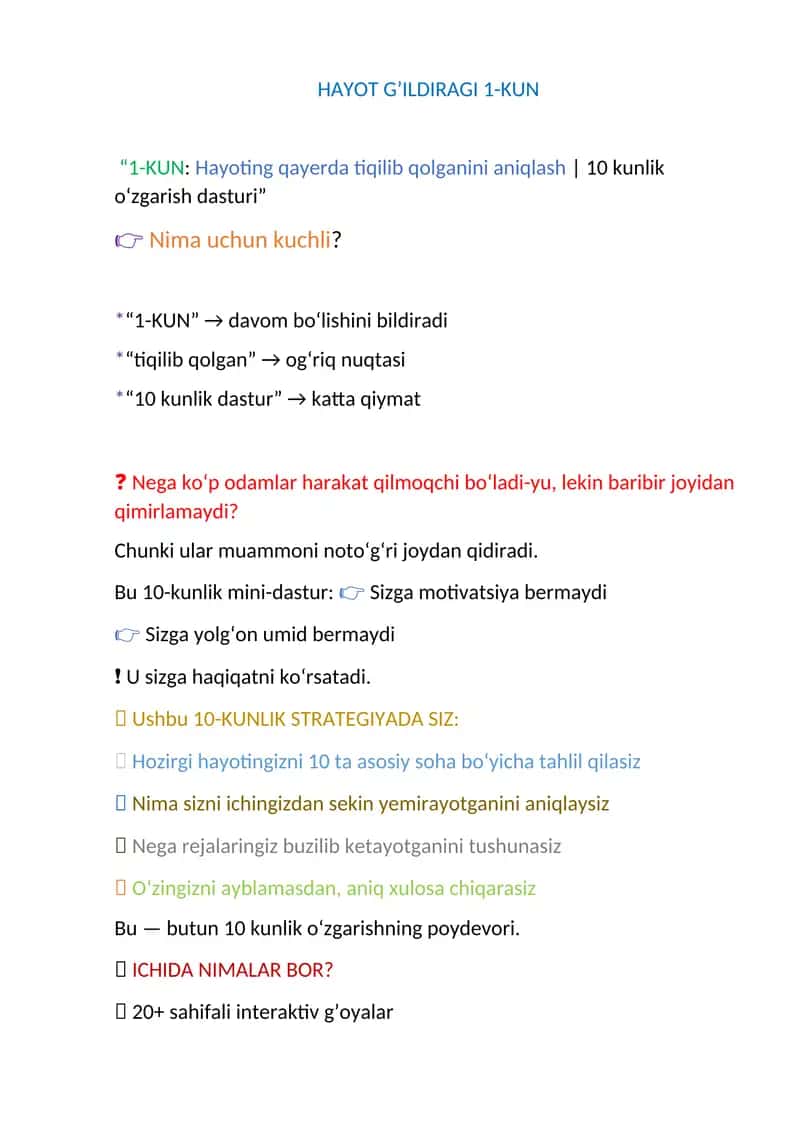 HAYOT G’ILDIRAGI 1-KUN 1