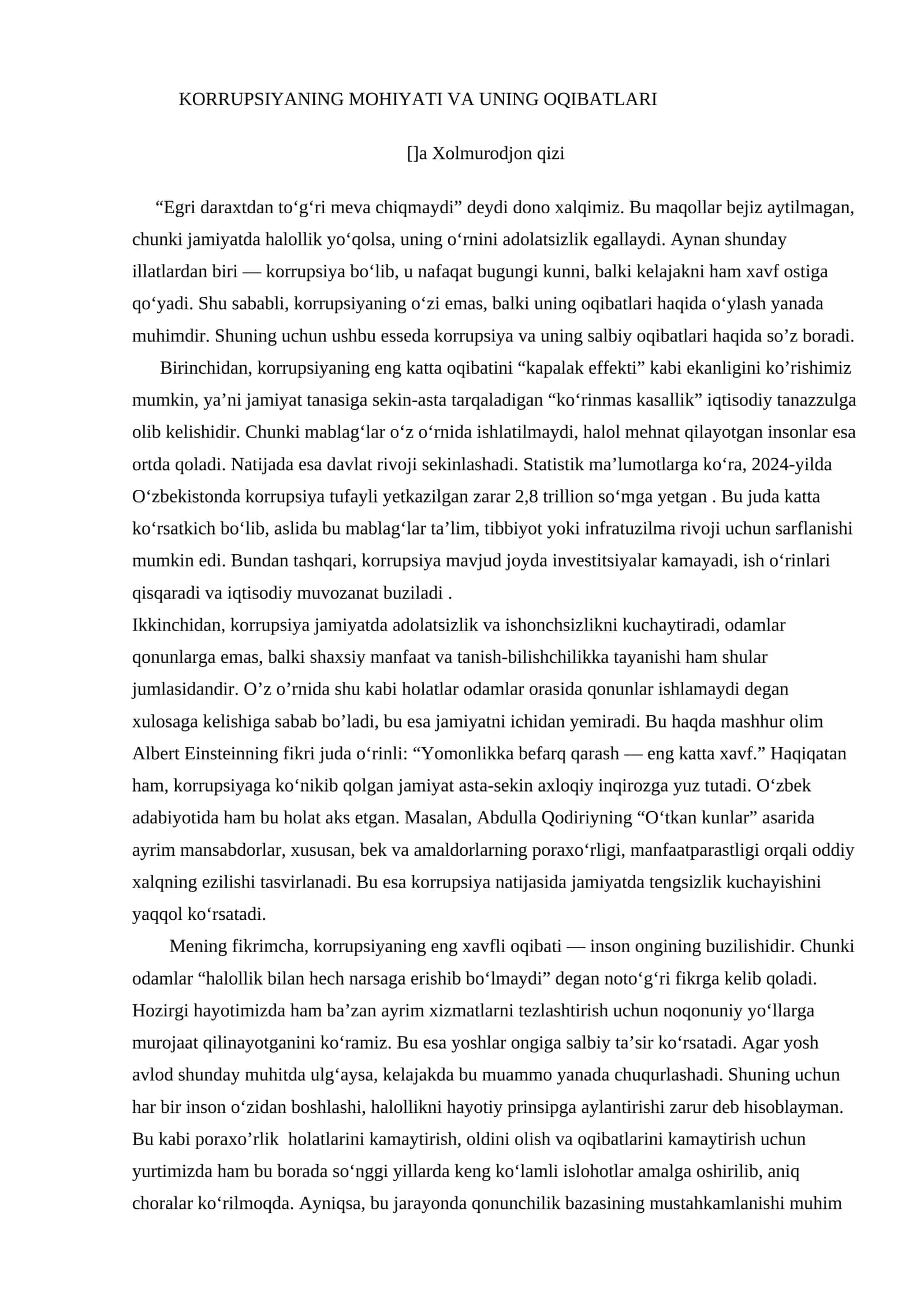 KORRUPSIYANING MOHIYATI VA UNING OQIBATLARI 1