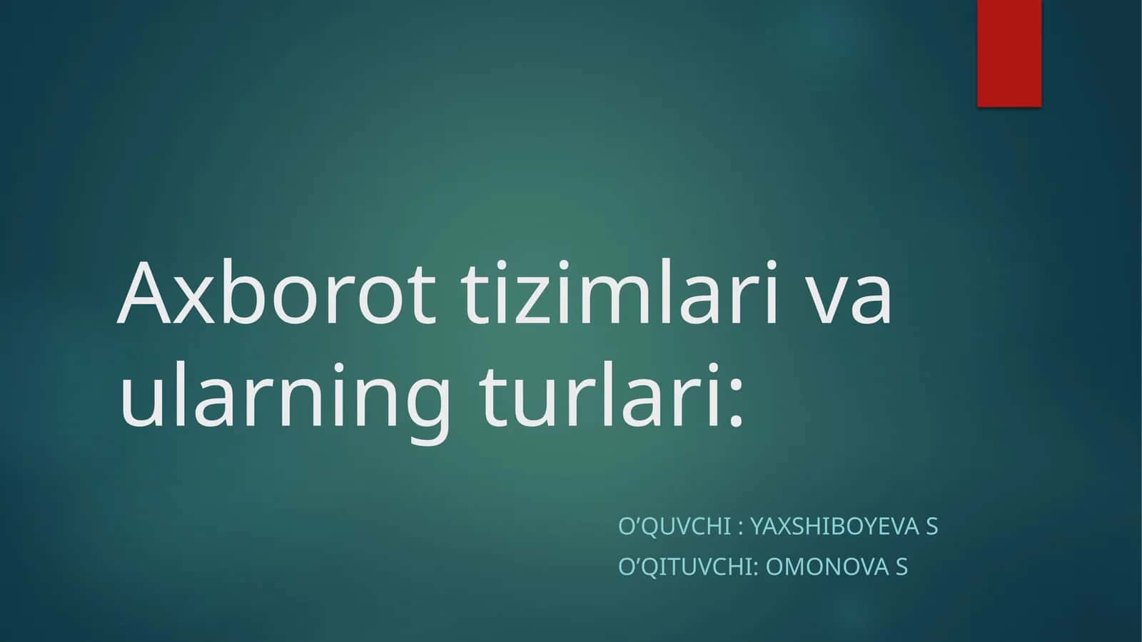 Axborot tizimlari va ularning turlari 1