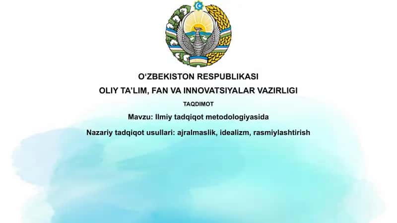 Ilmiy tadqiqot metodologiyasi 1