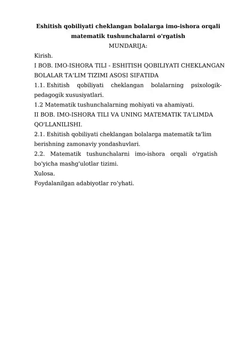 IMO-ISHORA TILI - MATEMATIK TA'LIM