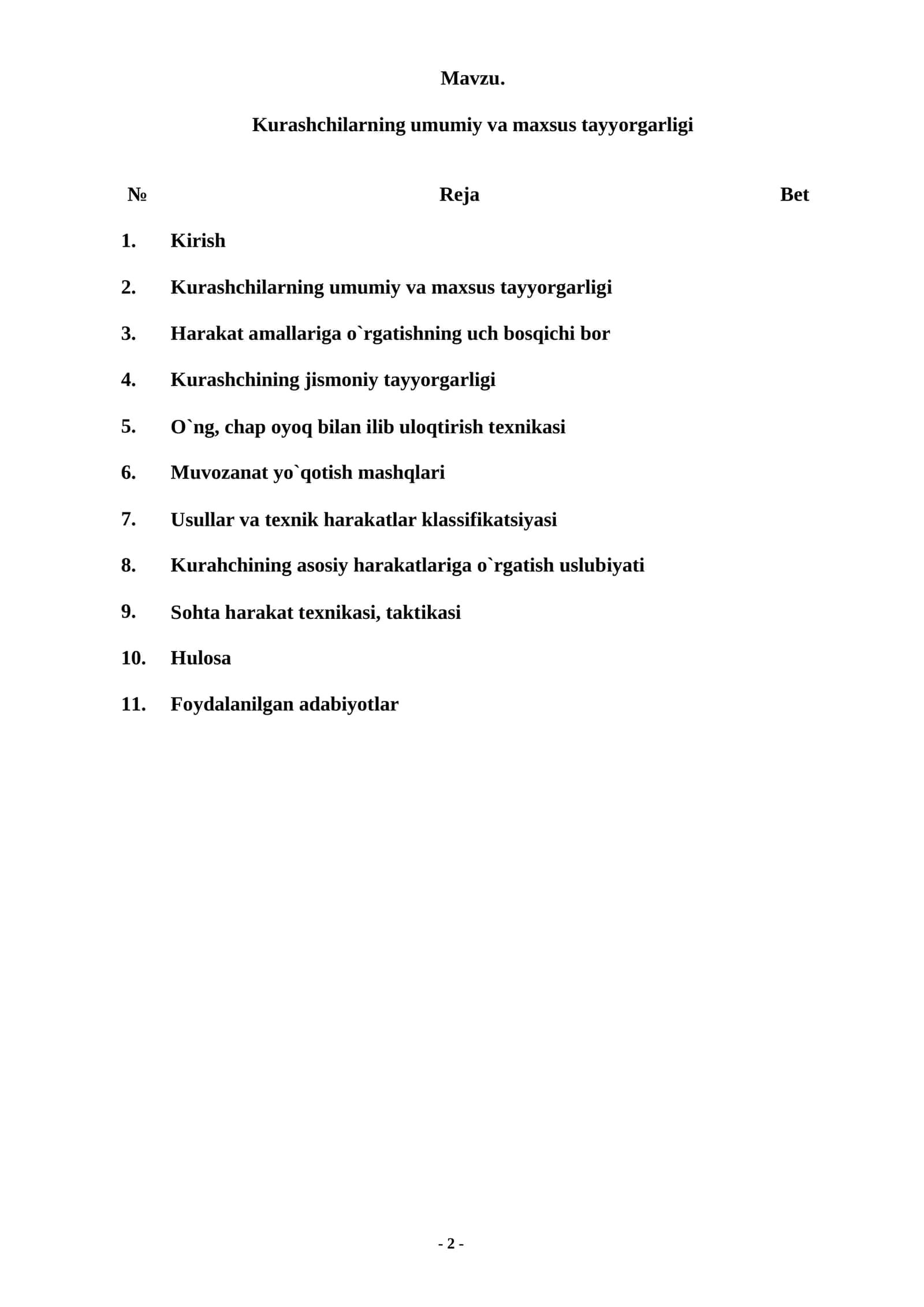 Kurashchilarning umumiy va maxsus tayyorgarligi 1