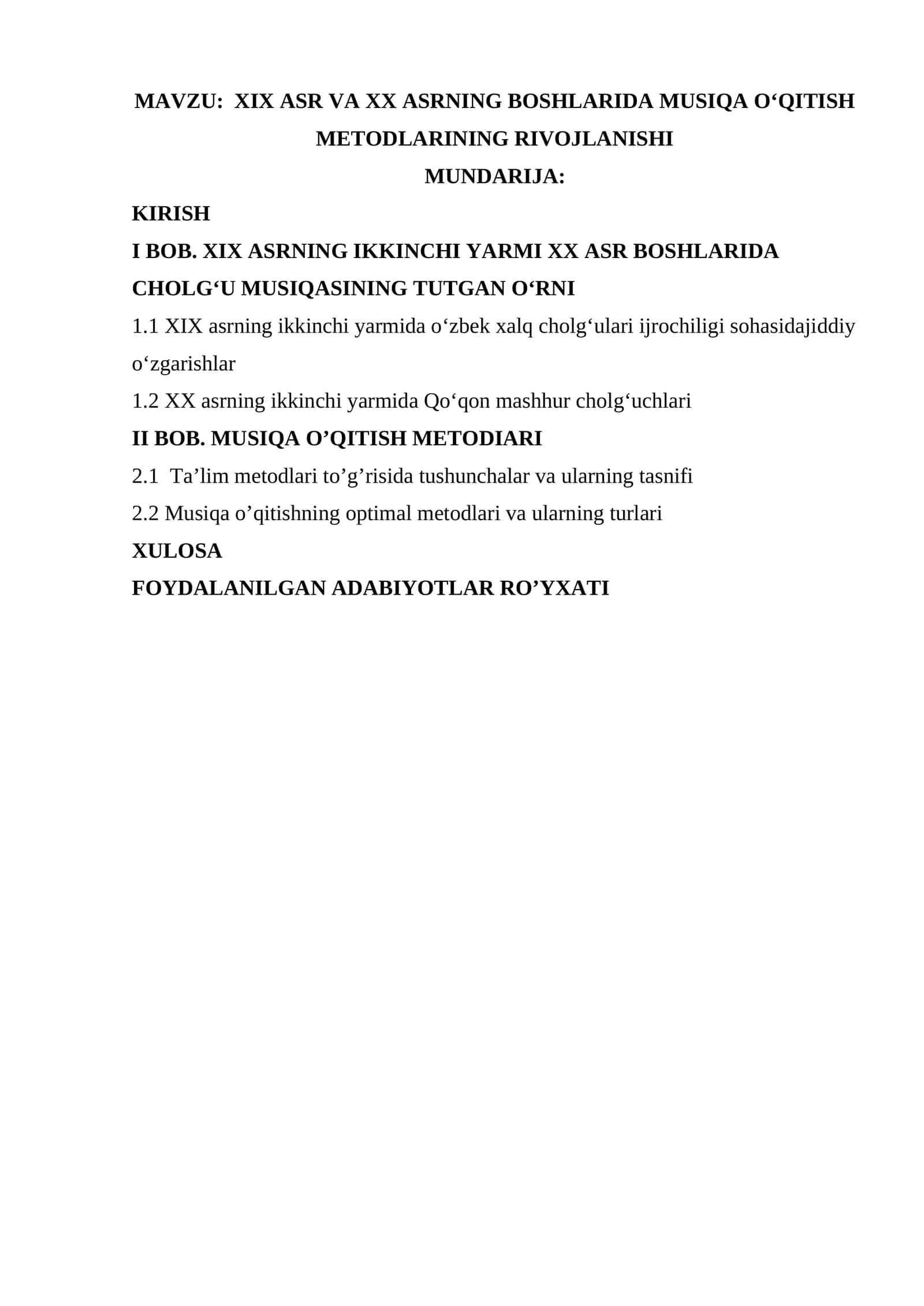XIX asr va XX asrning boshlarida musiqa oʻqitish metodlarining rivojlanishi 1