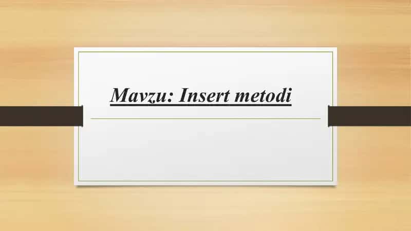 Insert metodi 1