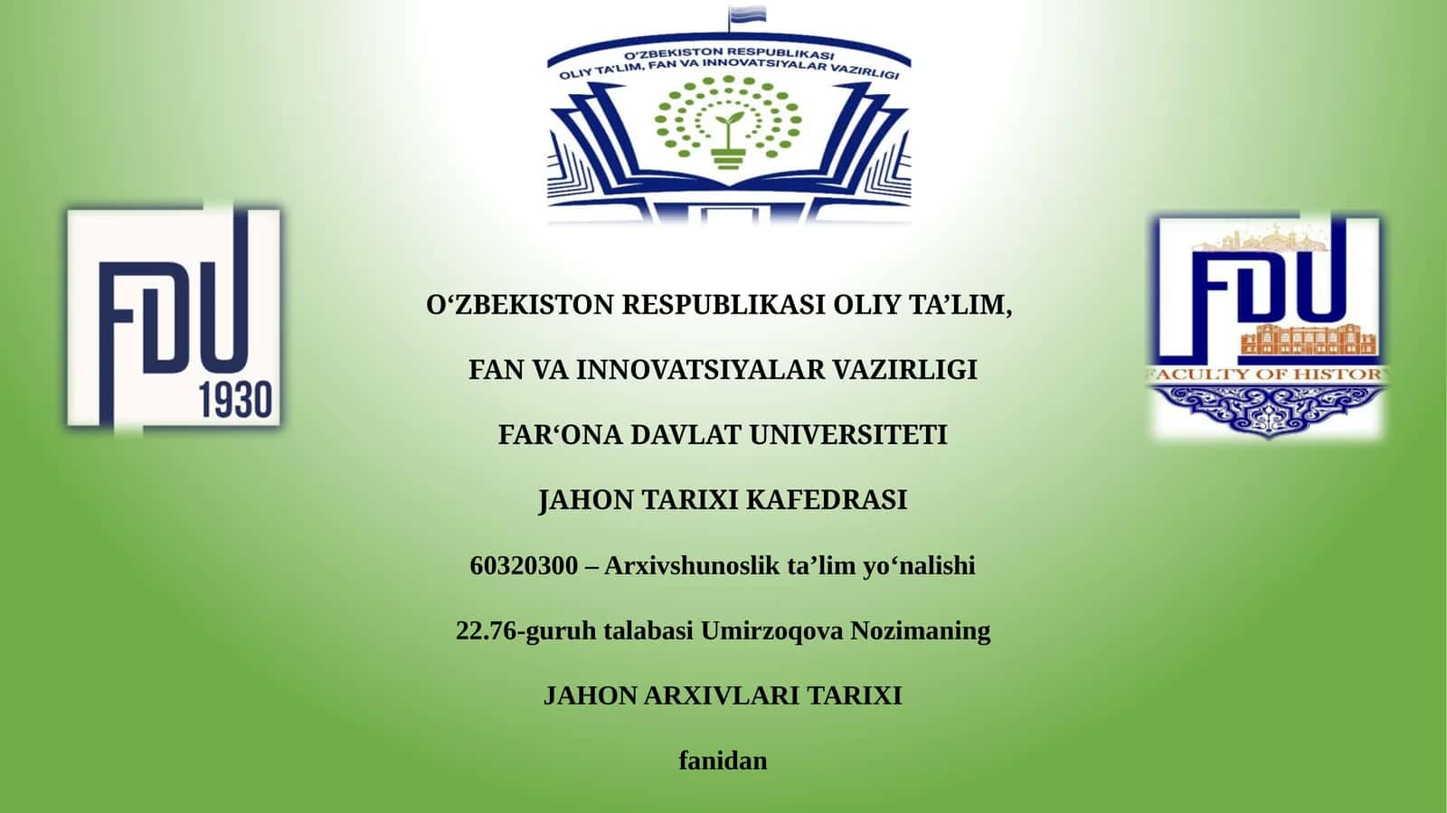 JAHON ARXIVLARI TARIXI 1
