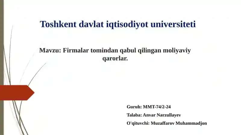 Moliyaviy qarorlar