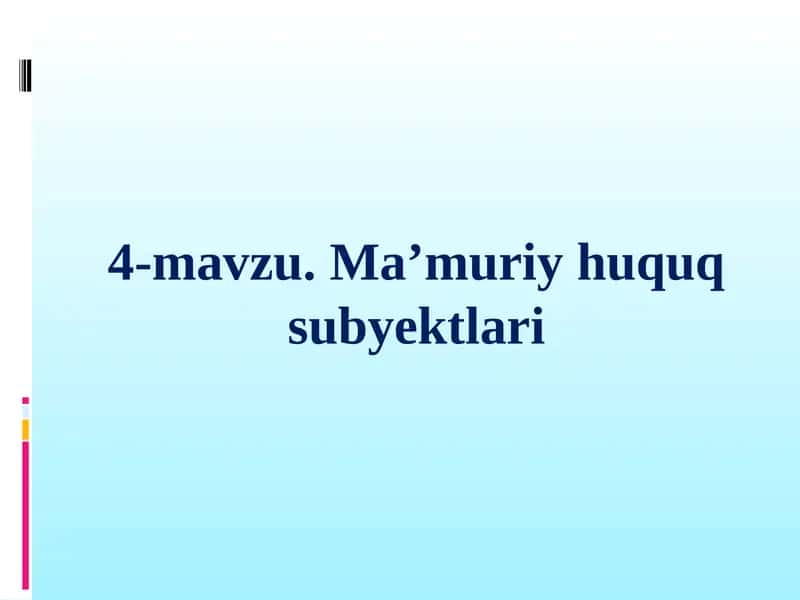 Ma'muriy huquq subyektlari 1