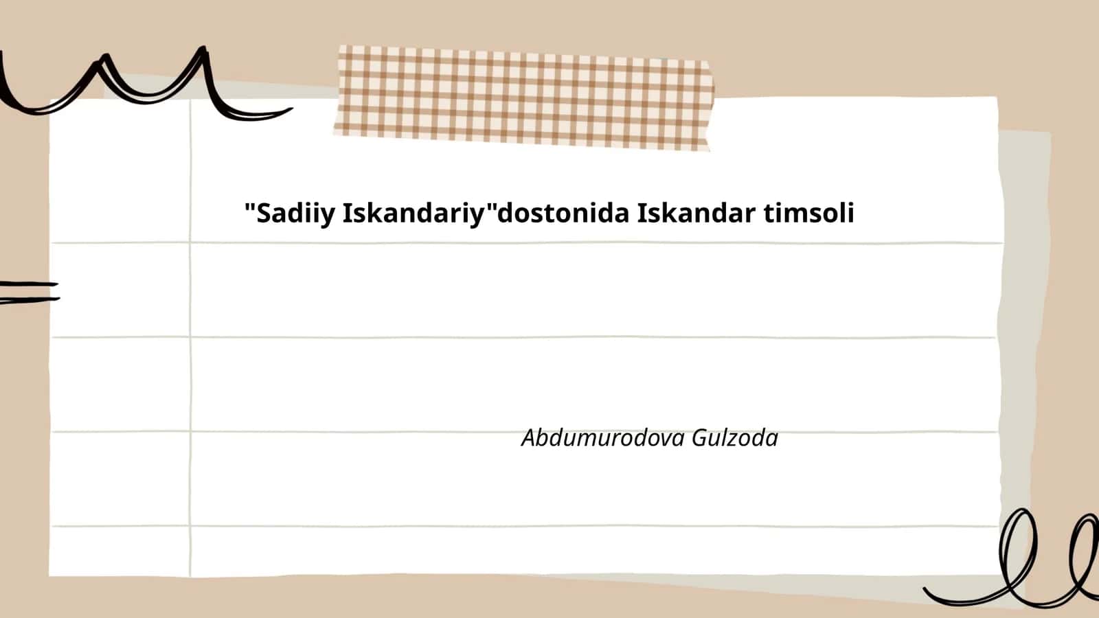 "Iskandar va Sadiyning suhbatlari" 1