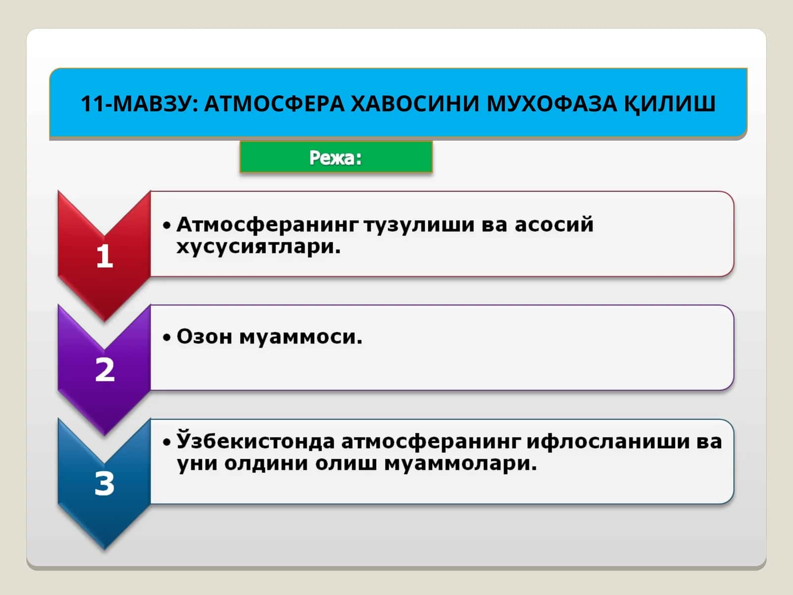 АТМОСФЕРА ХАВОСИНИ МУХОФАЗАҚИЛИШ 1