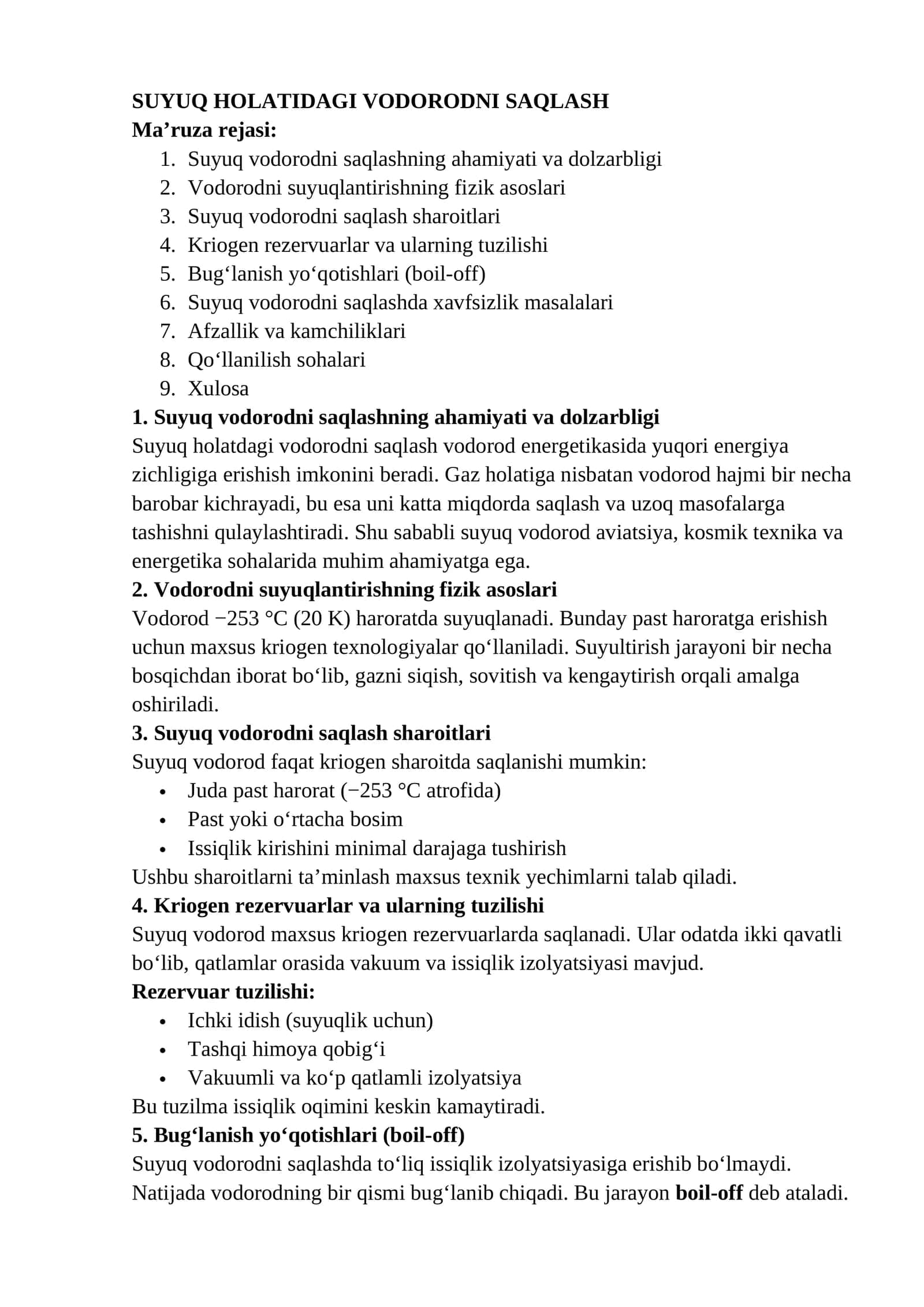 Vodorodni saqlash 1