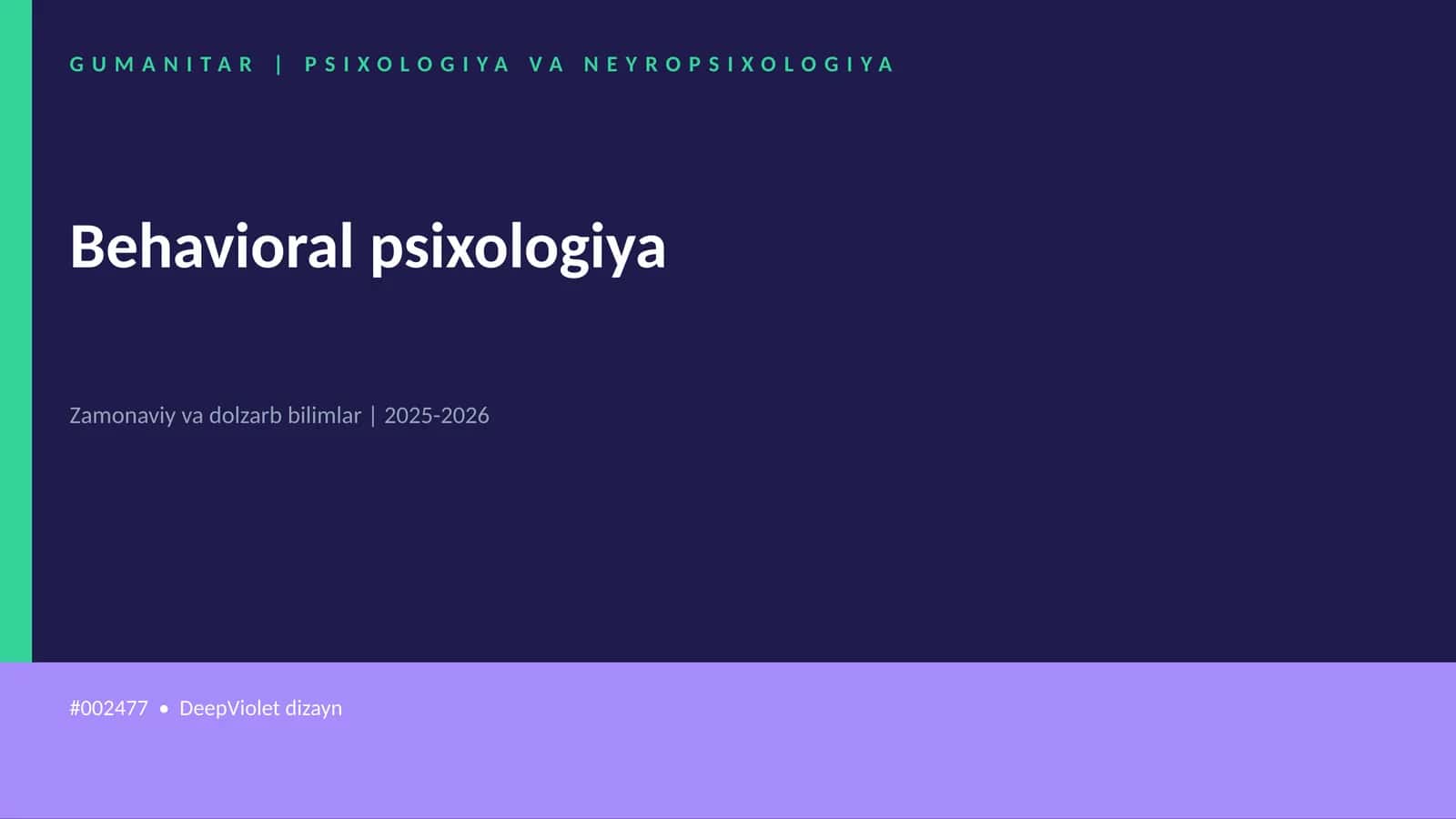 Behavioral psixologiya 1