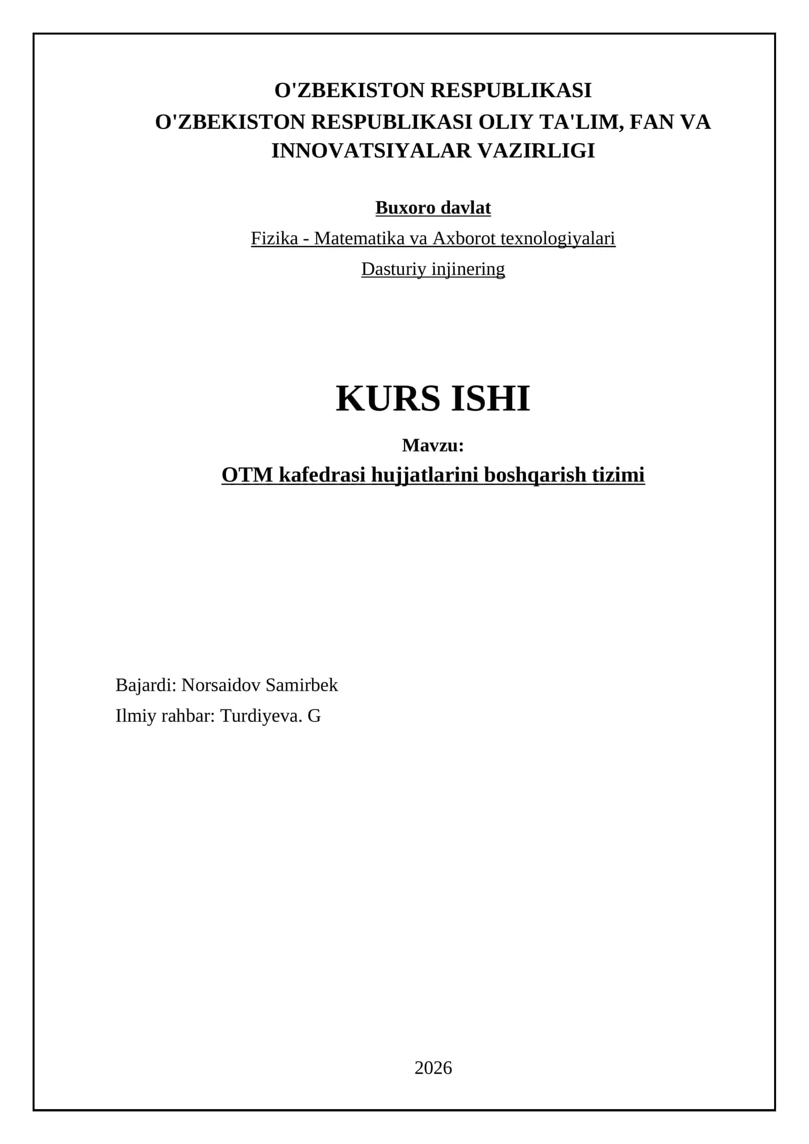OTM kafedrasi hujjatlarini boshqarish tizimi 1
