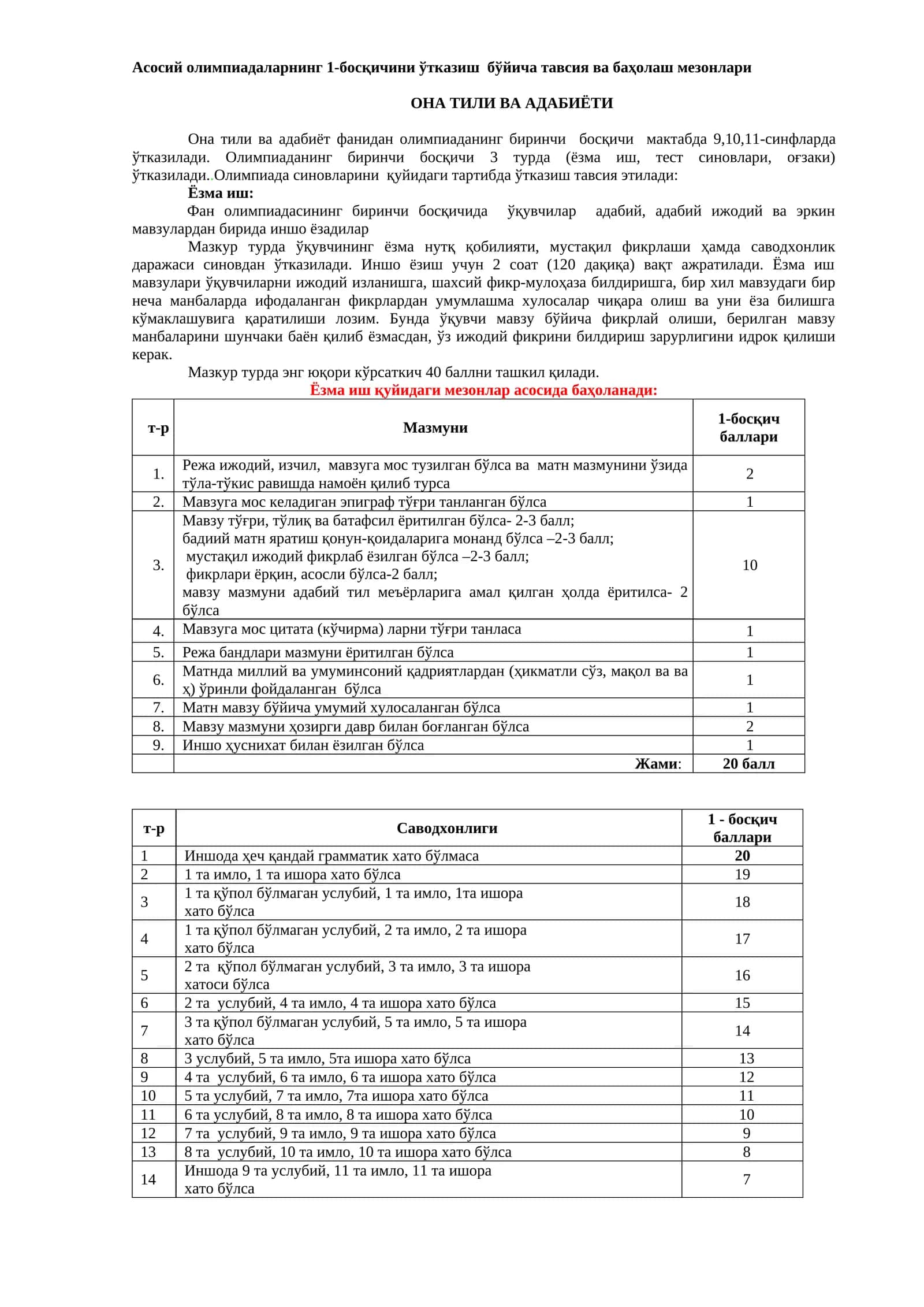 Олимпиаданинг биринчи босқичи 1