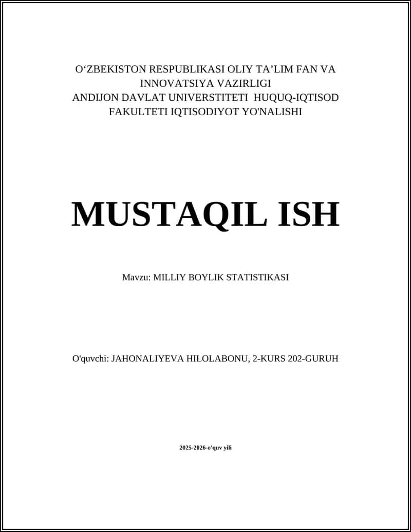 MILLIY BOYLIK STATISTIKASI 1