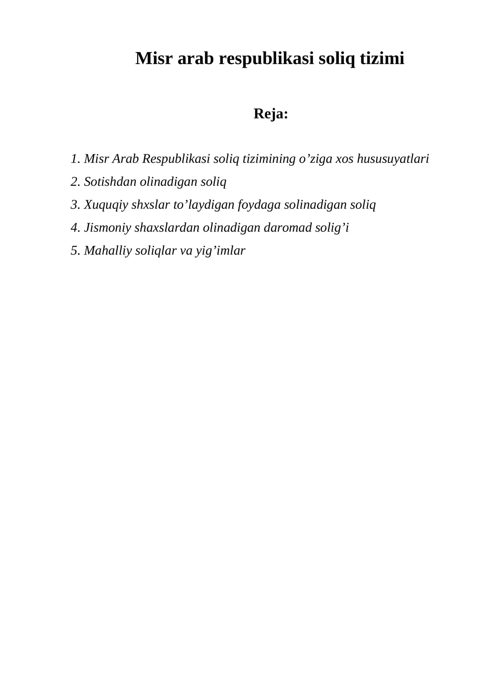Misr Аrаb Rеspublikаsi soliq tizimi 1