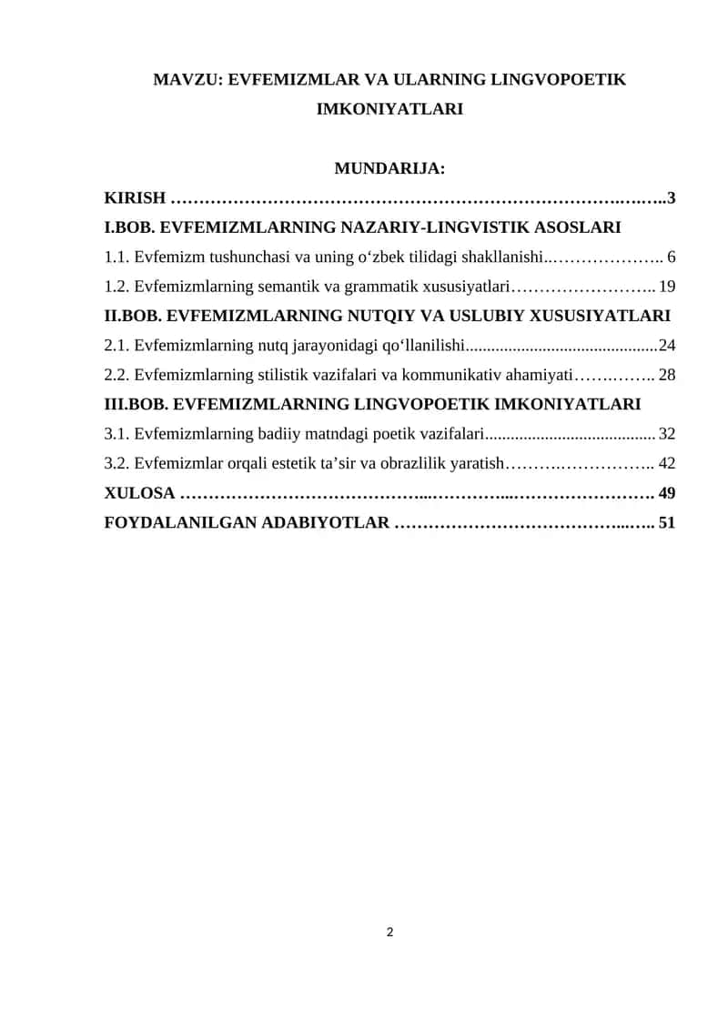 EVFEMIZMLAR VA ULARNING LINGVOPOETIK IMKONIYATLARI 1