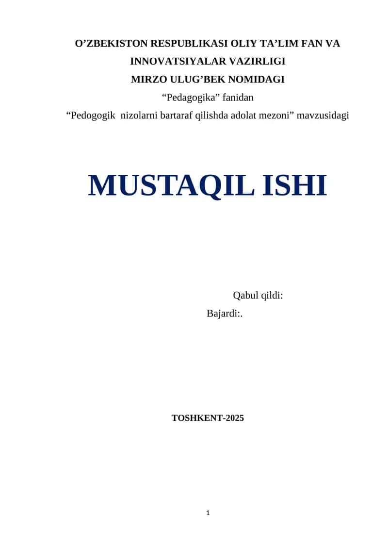 Pedagogik nizolarni bartaraf qilishda adolat mezoni 1