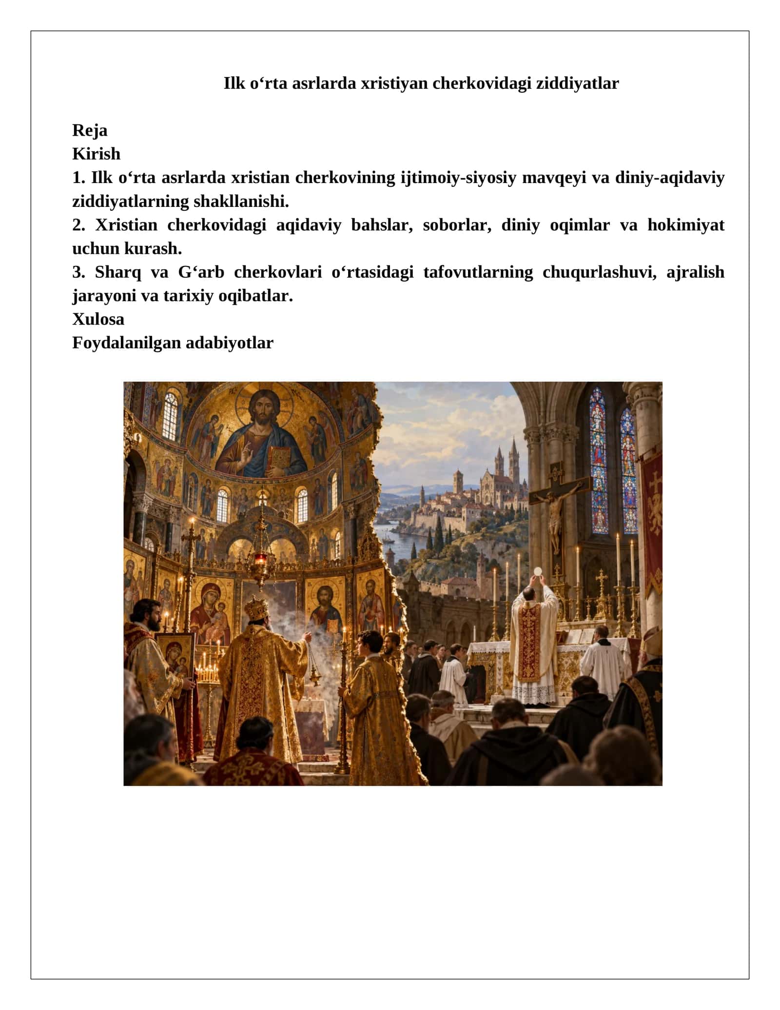 Ilk o‘rta asrlarda xristiyan cherkovidagi ziddiyatlar 1