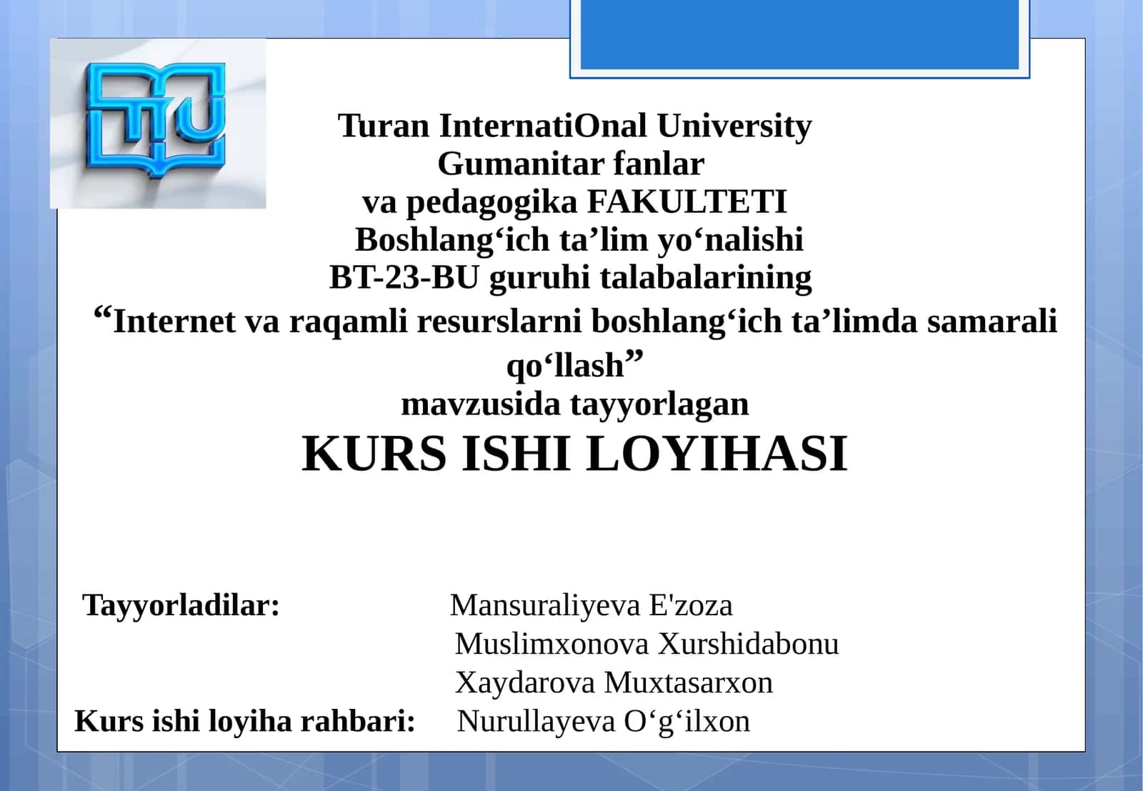 Internet va raqamli resurslarni boshlang‘ich ta’limda samarali qo‘llash 1