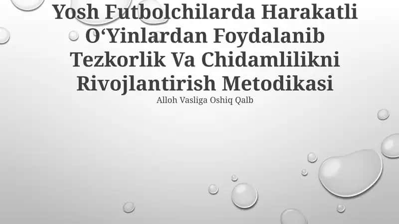 Yosh Futbolchilarda Harakatli OʻYinlardan Foydalanib Tezkorlik Va Chidamlilikni Rivojlantirish Metodikasi 1