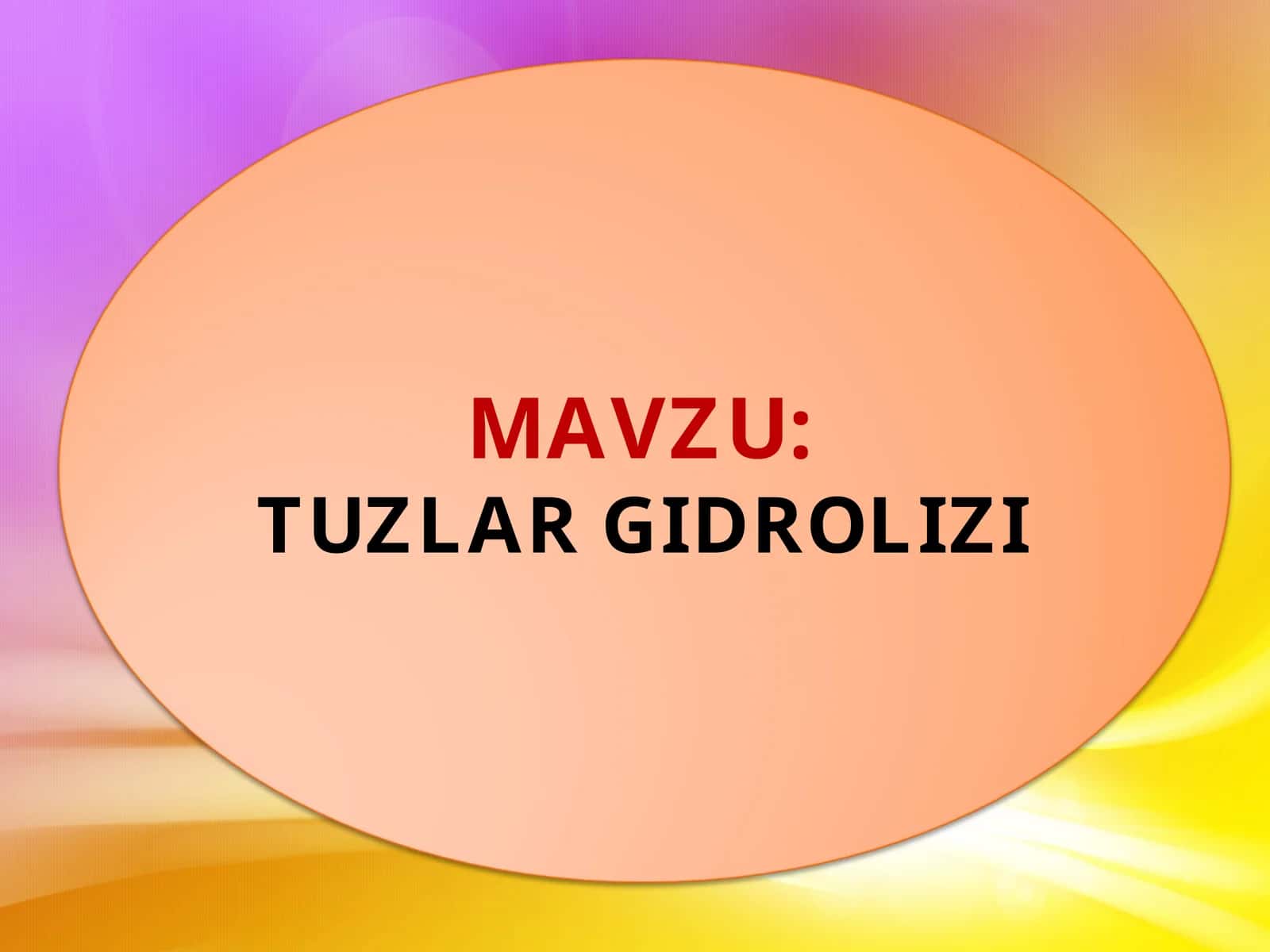 Tuzlar gidrolizi. 1