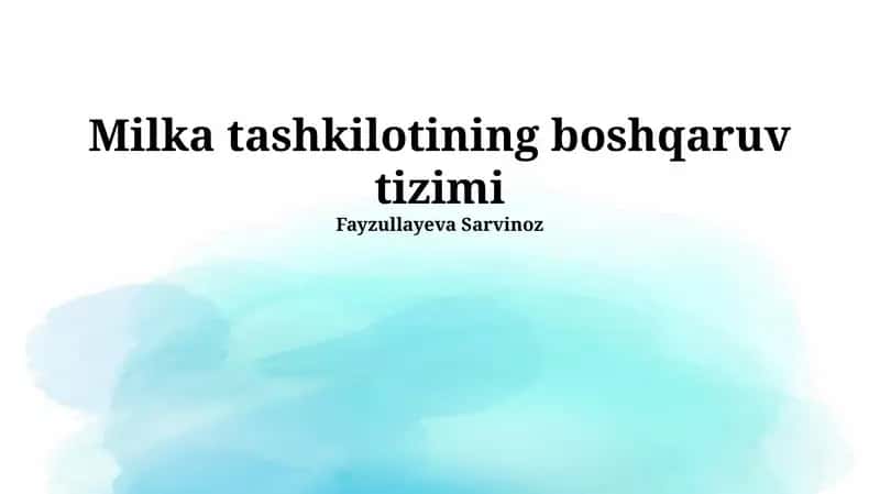 Milka Tashkilotining Boshqaruv Tizimi 1