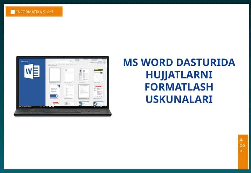 MS WORD DASTURIDA HUJJATLARNI FORMATLASH USKUNALARI 1
