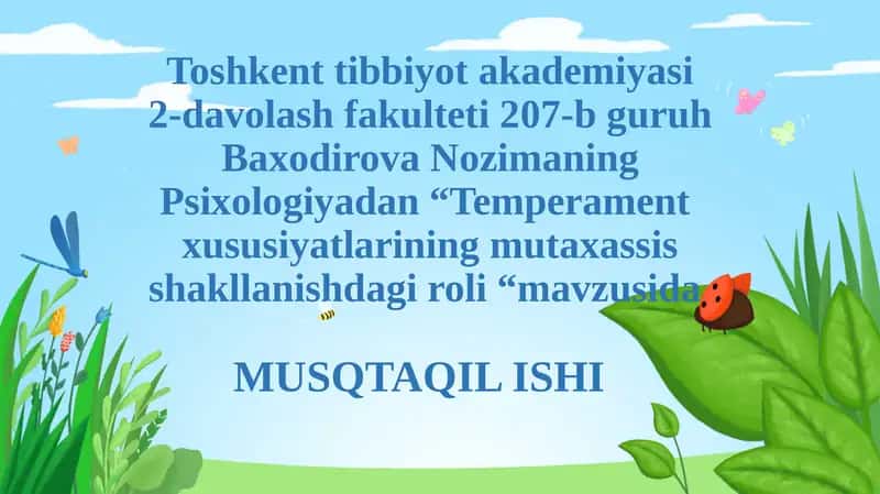 Temperamentning mutaxassislik shakllanishi 1