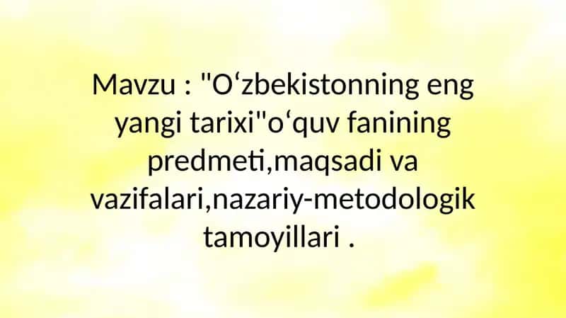 Oʻzbekistonning eng yangi tarixi 1