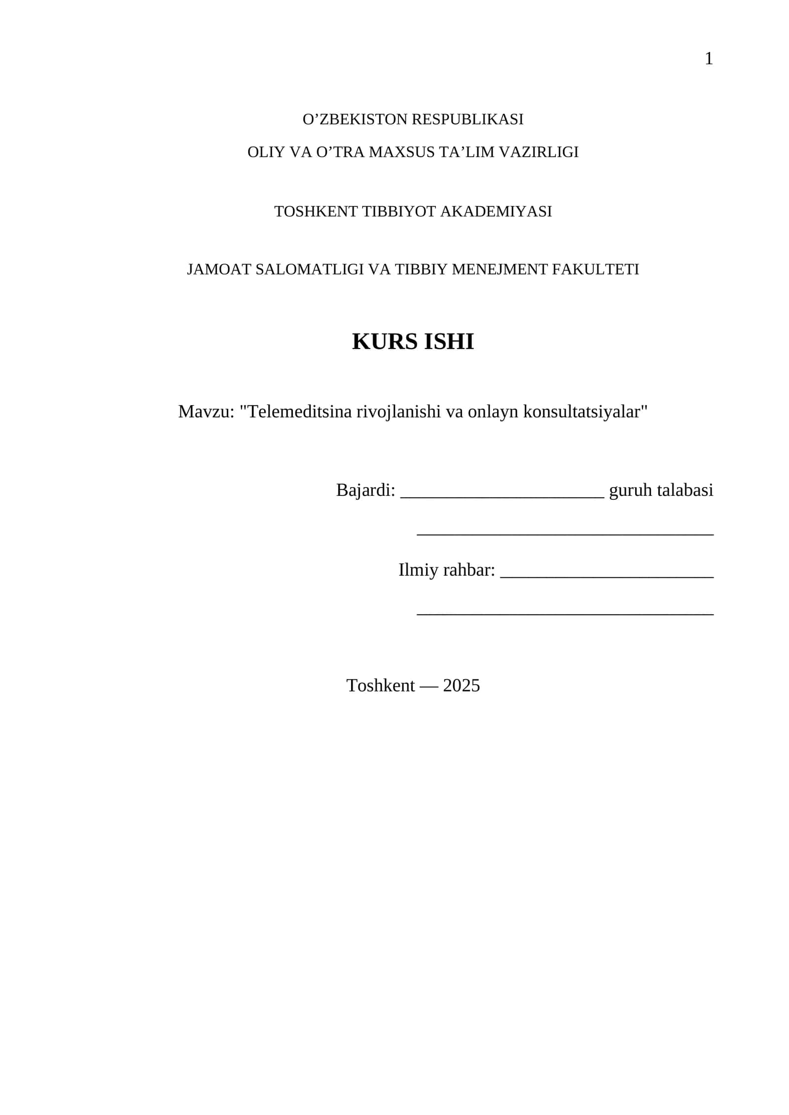 Telemeditsina rivojlanishi va onlayn konsultatsiyalar 1