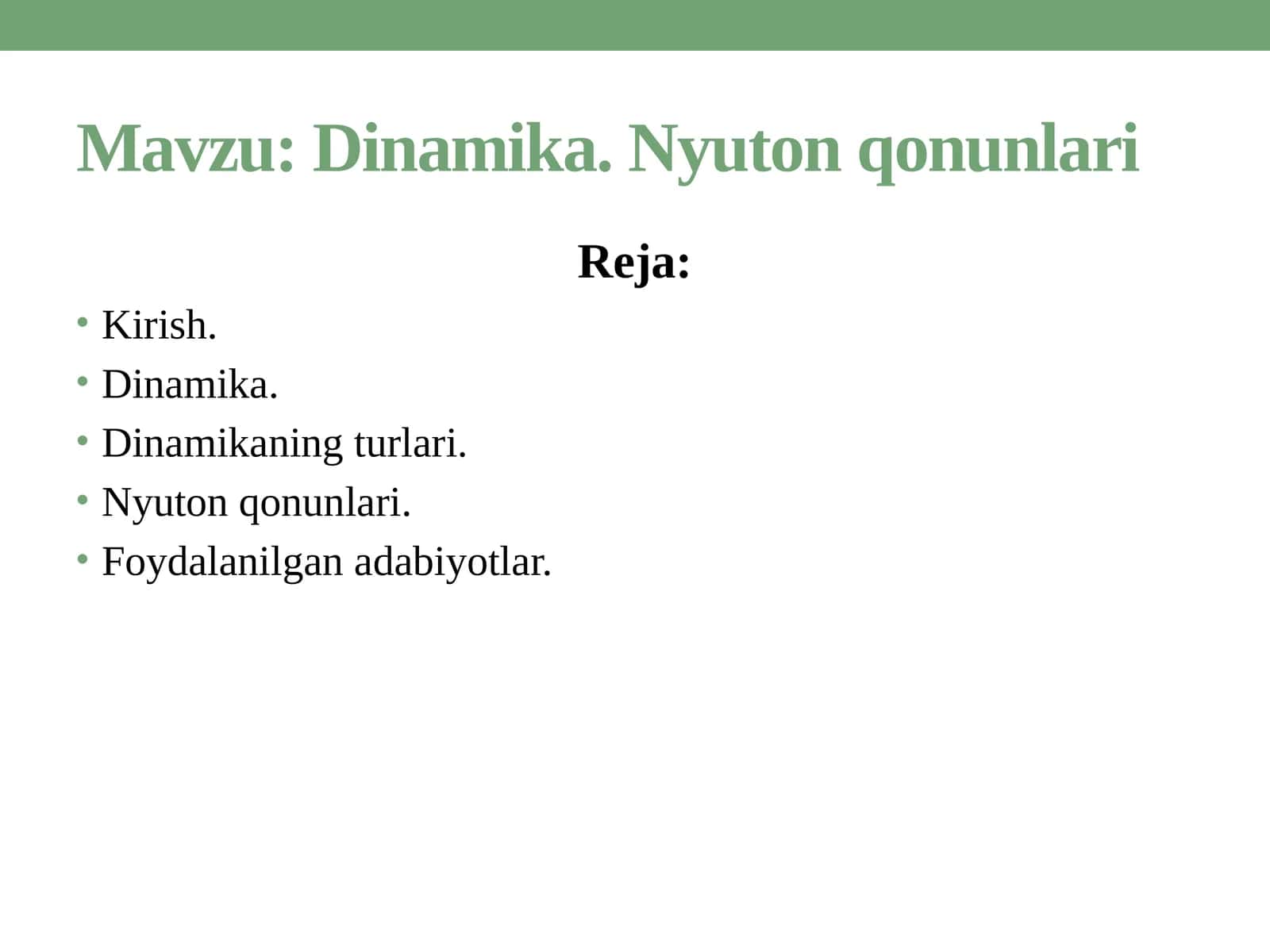 Dinamika. Nyuton qonunlari 1