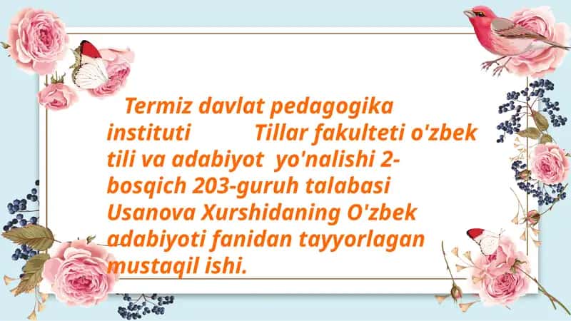 O'zbek adabiyoti fanidan 1