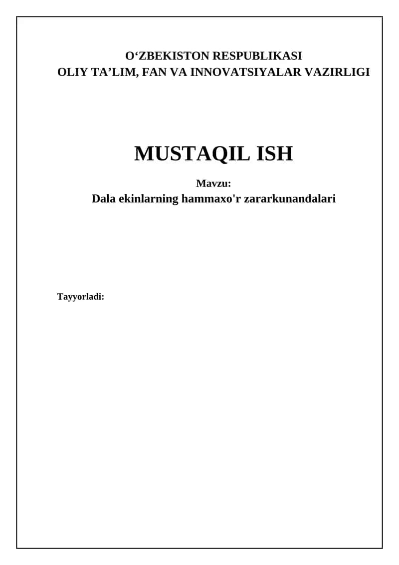Dala ekinlarning hammaxo'r zararkunandalari 1