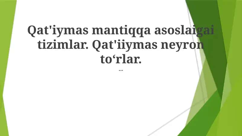 Fuzzy mantiqiy tizimlar 1