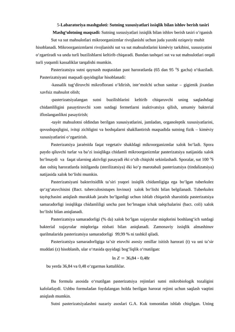 Sutning xususiyatlari issiqlik bilan ishlov berish tasiri 1