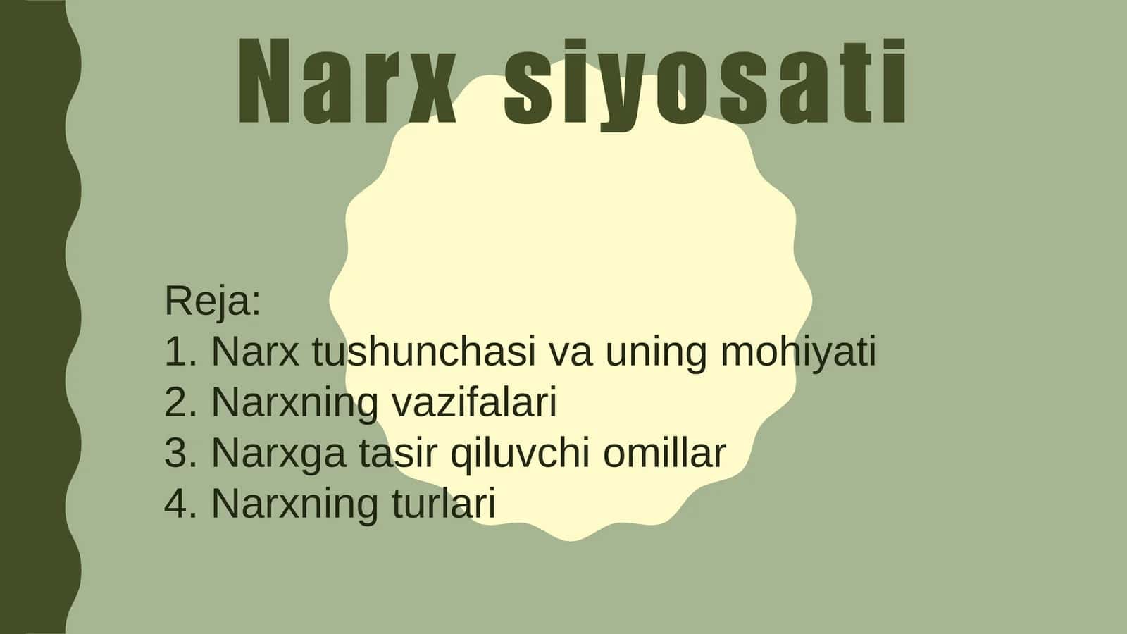 Narx siyosati 1