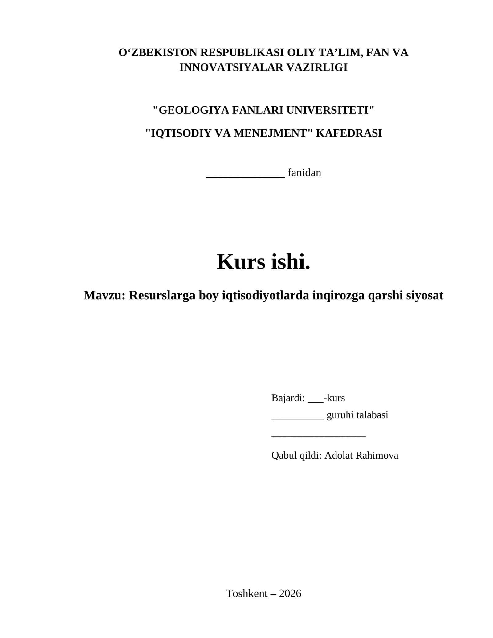 Resurslarga boy iqtisodiyotlarda inqirozga qarshi siyosat 1